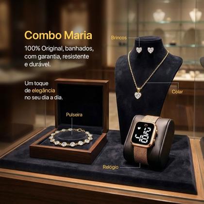 Imagem de relogio feminino led + pulseira + caixa + colar brinco casual social pulseira ajustável qualidade premium quadrado rose