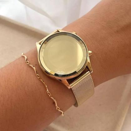 Imagem de Relógio Feminino Lince Digital Led Dourado LDG4648L