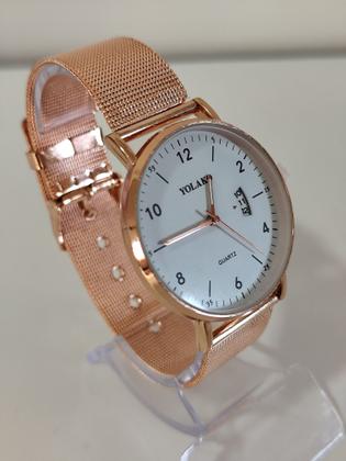 Imagem de Relógio Feminino Luxo Fashion Aço Calendário Com Estojo