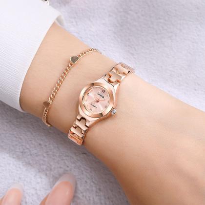 Imagem de Relógio Feminino Mini Dourado Rosé Luxo Analógico Pequeno