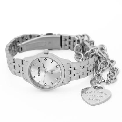 Imagem de Relogio Feminino Mondaine Aço Inoxidavel Prata Mostrador Prata Com Pulseira Original Resistente a Agua 1 Ano de Garantia 32610L0MKNE2K4L12