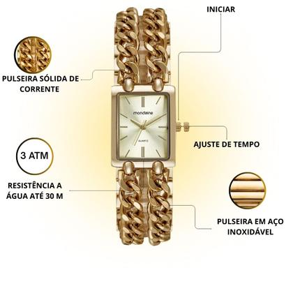 Imagem de Relógio Feminino Mondaine Quadrado Pulso Clássico Original