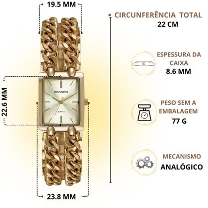 Imagem de Relógio Feminino Mondaine Quadrado Pulso Clássico Original