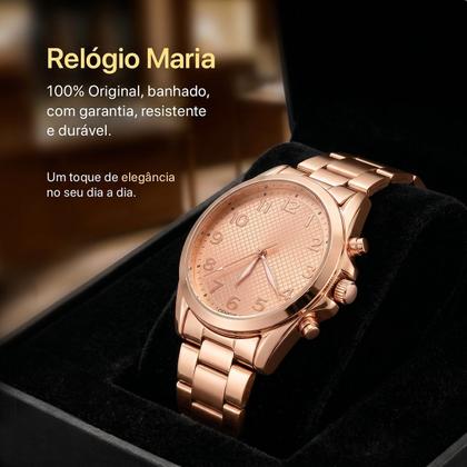 Imagem de relogio feminino original aco inox rose banhado social delicado presente mostrador rosa garantia casual