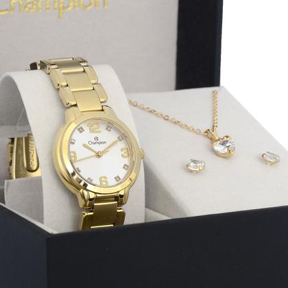 Imagem de Relogio Feminino Pequeno Champion Dourado  + Semi Joia