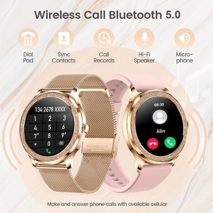 Imagem de Relógio Feminino Plumzong Chamada Bluetooth Toque Completo Rastreador De Fitness
