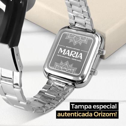 Imagem de Relogio Feminino Prata Aço Inox + Caixa + Pulseira Pandora
