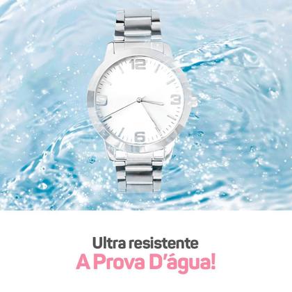 Imagem de Relógio Feminino Prata Aço Inox Prova Dágua + Caixa +