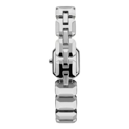 Imagem de Relógio Feminino Prata com Caixa e Pulseira de Aço Inoxidável com Lente Facetada e Resistência à Água Mini Pequeno Luxo Fashion Elegante Quadrado Euro