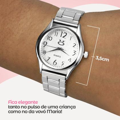 Imagem de Relogio feminino prata premium aço ou relogio feminino aço inox + pulseira + caixa moda casual