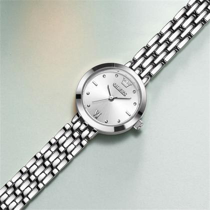 Imagem de Relógio Feminino Prata Social Luxo Analógico + Pulseira