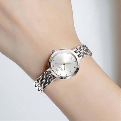 Imagem de Relógio Feminino Prata Social Luxo Analógico + Pulseira