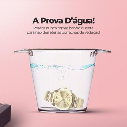 Imagem de relogio feminino premium aço prova dagua qualidade banhado original dourado social resistente presente casual