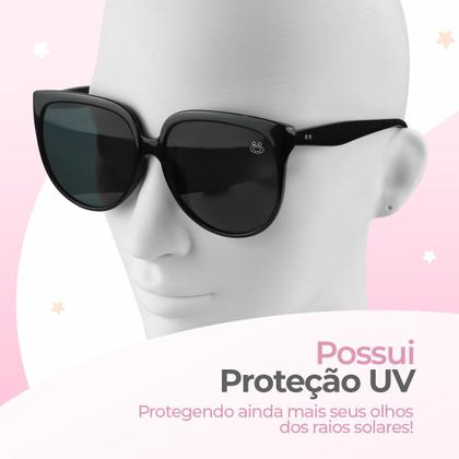 Imagem de Relogio feminino preto aço inox + oculos sol proteção uv presente qualidade premium black piano