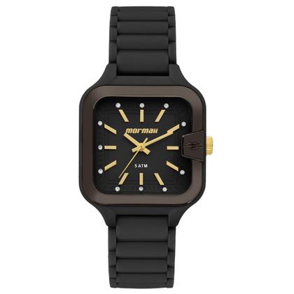 Imagem de Relógio Feminino Preto e Dourado Quadrado Analógico de Pulso com Pulseira de Silicone à Prova D Água Pequeno Delicado Fashion Luxo Elegante Mormaii