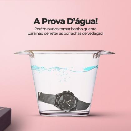 Imagem de Relógio Feminino Prova D' água Aço Inox + Colar + Brinco + Pulseira - Prata - Orizom Maria