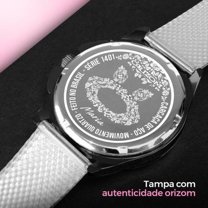 Imagem de Relógio Feminino Prova D' água Aço Inox + Colar + Brinco + Pulseira - Prata - Orizom Maria