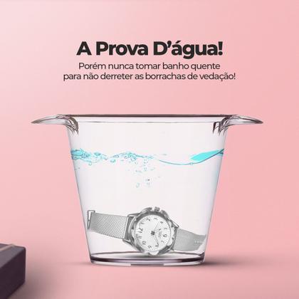 Imagem de relogio feminino prova dagua prata pulseira + brinco colar casual silicone caixa original moda prateado ajustavel