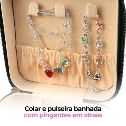 Imagem de Relogio Feminino Prova Dagua + Pulseira + Colar + Brincos