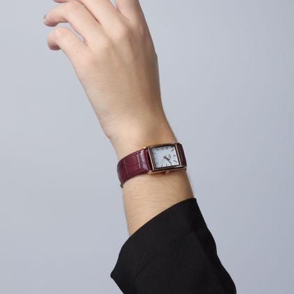 Imagem de Relógio Feminino Quadrado Couro Croco Rembrandt Rosé Gold