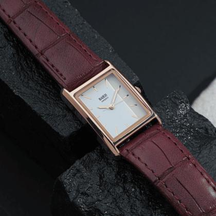 Imagem de Relógio Feminino Quadrado Couro Croco Rembrandt Rosé Gold