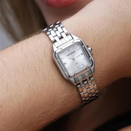 Imagem de Relogio Feminino Quadrado Prateado Mondaine Pequeno Original 32777l0mvne2