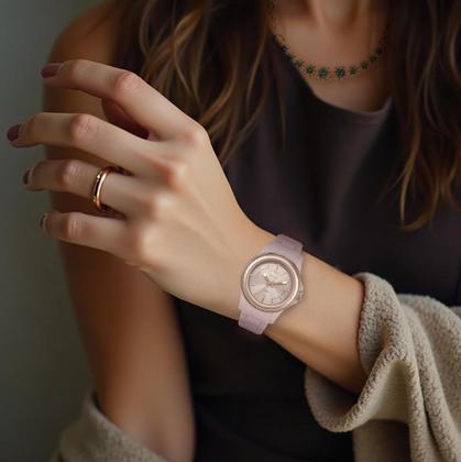 Imagem de Relógio Feminino Rosa Analógico de Pulso Movimento Quartzo com Pulseira de Silicone Redondo Delicado Luxo Elegante Fashion Mormaii