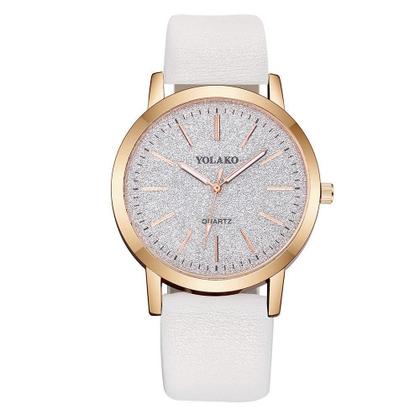 Imagem de Relógio Feminino Rosê Branco Quartz Brilhante + Caixa