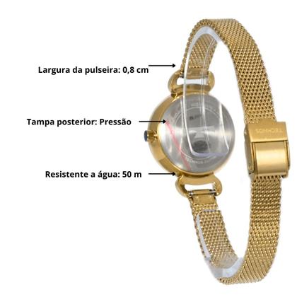 Imagem de Relógio Feminino Technos de Pulso Original Dourado Pequeno