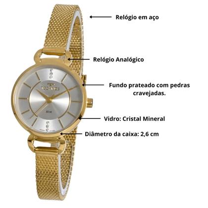 Imagem de Relógio Feminino Technos de Pulso Original Dourado Pequeno