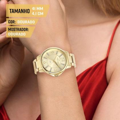 Imagem de Relógio Feminino Technos Dourado Prova D'água Garantia 1 Ano