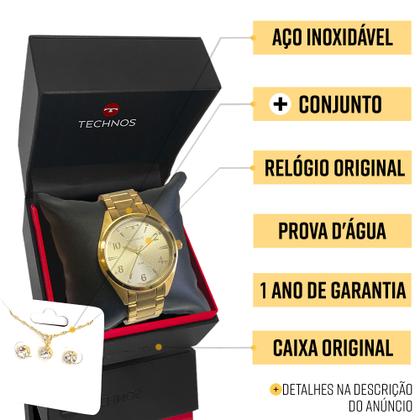 Imagem de Relógio Feminino Technos Dourado Prova Dágua Top Original