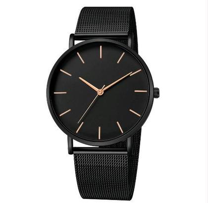 Imagem de Relógio Feminino Ultrafino Black Design Quartz Pulseira Aço