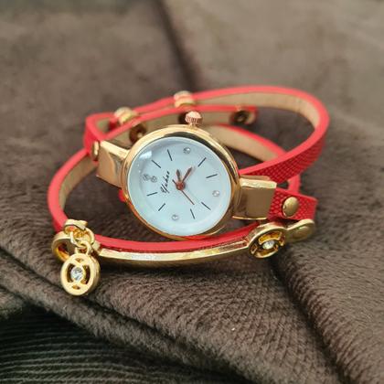 Imagem de Relogio Feminino Vermelho luxo Pulseira De Bracelete Strass