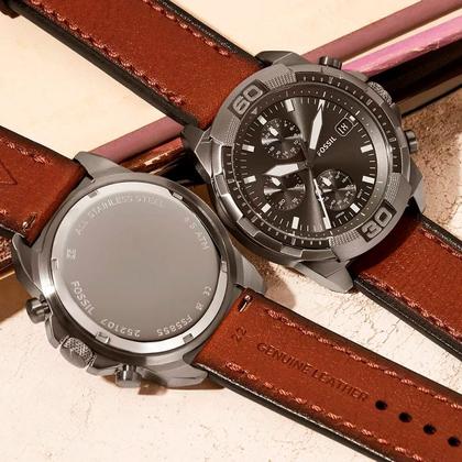 Imagem de Relógio Fossil Bronson Masculino Grafite Pulseira em Couro FS5855/0CN