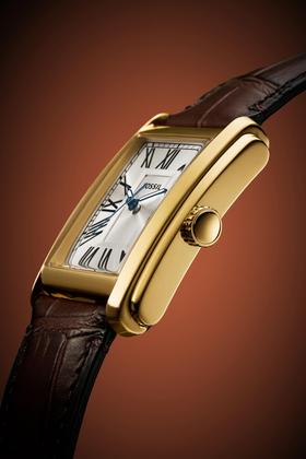 Imagem de Relógio Fossil Carraway FS6011 de quartzo para homens, dourado/marrom