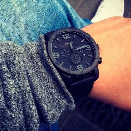 Imagem de Relógio Fossil Masculino Preto Nate JR1354/2PN Analógico 10 Atm Cristal Mineral Tamanho Grande