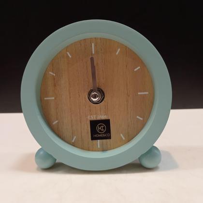 Imagem de Relogio Home&Co 11x11x3cm MDF Azul Enfeite Decoração para Sala Mesa e Estante