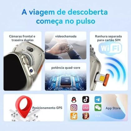 Imagem de Relógio Hw Ultra2 Laranja NFC Faz Ligações Bluetooth com Redes Sociais e Estilo Sofisticado