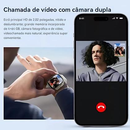 Imagem de Relógio Hw Ultra2 Laranja Série 9 Resistente à Água Faz Ligações Bluetooth com Amoled e Estilo Moderno