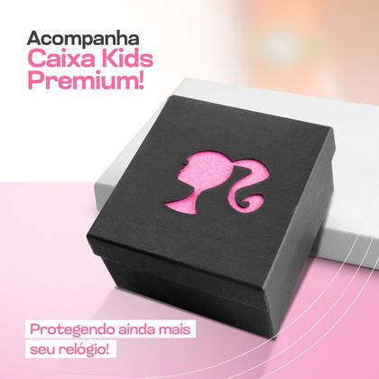 Imagem de relogio infantil barbie led + caixa pink presente original silicone strass menina criança rosa qualidade premium garota