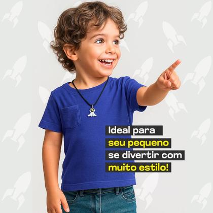 Imagem de Relogio infantil digital azul + caixa + colar acetato astronauta led qualidade premium presente prova dagua original