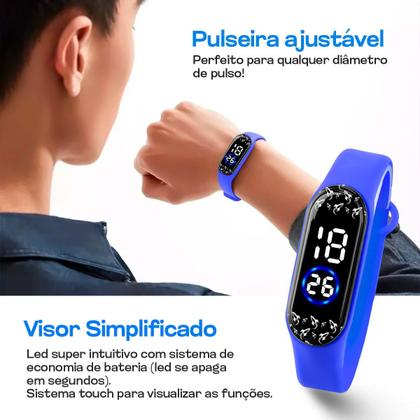 Imagem de Relogio infantil digital azul + oculos sol + caixa qualidade premium presente garoto led ajustavel foguete astronauta
