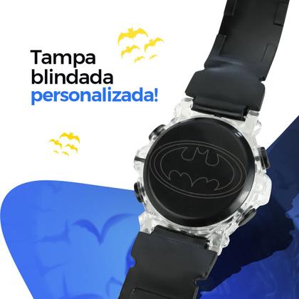 Imagem de Relogio Infantil Digital Batman Led Silicone Preto + Caixa
