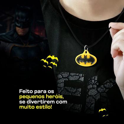 Imagem de Relogio infantil digital batman + oculos sol + colar preto amarelo qualidade premium silicone prova dagua esportivo led