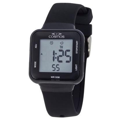 Imagem de Relógio Infantil Digital Masculino de Pulso Preto Quadrado com Pulseira de Silicone à Prova D Água Cosmos