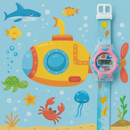 Imagem de Relógio Infantil Digital Menino e Menina Dinossauro e Sereia