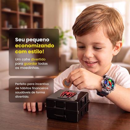 Imagem de Relogio Infantil Digital Silicone Vermelho Aranha + Caixa heroi ajustavel menino original criança luz presente data