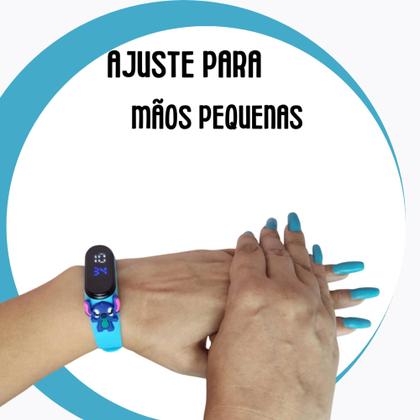 Imagem de Relógio Infantil Digital Stitch Disney Á Prova De água Led azul