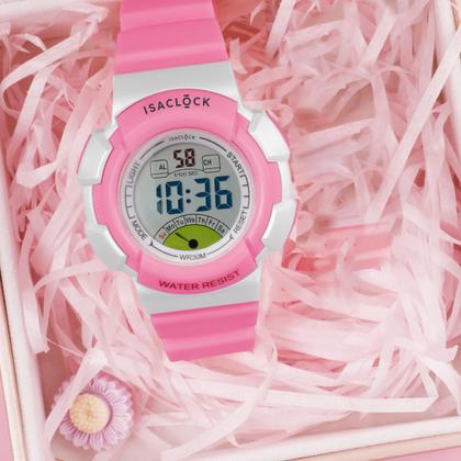 Imagem de Relogio Infantil Feminino Rosa Isaclock Original Resistente Criança Menina Irf001